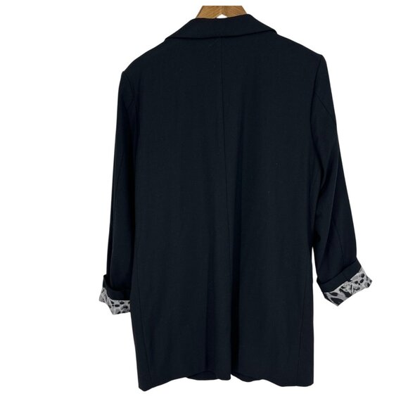 Christopher & Banks Open Front Blazer Animal Print Lining & Roll-Tab Cuffs Sz L - Picture 9 of 12